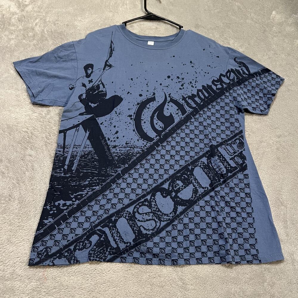 Wakeboard Shirt Mens Large Blue All Over Print Graphic Gildan Softstyle Tee
